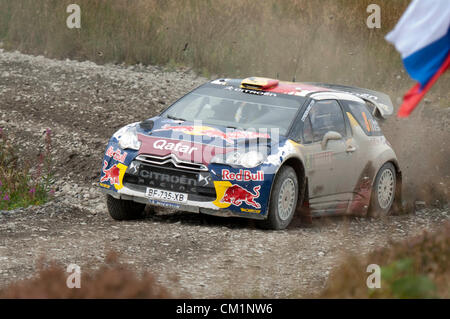 14 Settembre 2012 - Devils Bridge - il Galles Centrale : WRC Rally Galles GB SS6 Myherin fase : Thierry Neuville e Nicolas Gilsoul del Belgio nella loro Citroen DS3 WRC. Foto Stock