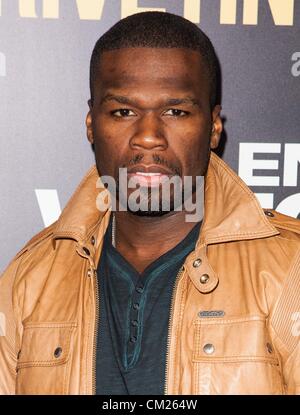 50 Cent presso gli arrivi per la fine di guardare la Premiere, Regal Cinemas L.A. Live, Los Angeles, CA, 17 settembre, 2012. Foto di: Emiley Schweich/Everett Collection Foto Stock