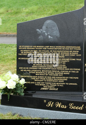 SIR JIMMY SAVILE SIR JIMMY SAVILE MEMORIAL Inghilterra Scarborough Regno Unito 20 Settembre 2012 Foto Stock