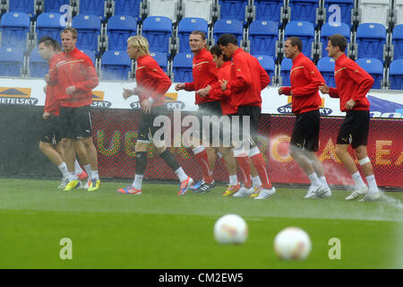 La formazione del Viktoria Plzen il 19 settembre 2012 a Pilsen, Repubblica ceca in vista del primo round del gruppo B Europa League FC Viktoria Plzen vs Academica Coimbra. (CTK foto/Petr Eret) Foto Stock