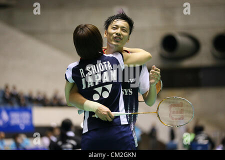 Shintaro Ikeda & Reiko Shiota (JPN), 20 settembre 2012 - Badminton : Overgrip Yonex Open Giappone 2012 Doppio misto al 1° Yoyogi palestra, Tokyo, Giappone. (Foto di YUTAKA/AFLO SPORT) [1040] Foto Stock