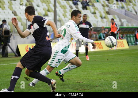 Gdansk, Polonia 30th, settembre 2012 Polacco Football Premier League - T-Mobile Ekstraklasa. Ricardinho (19) in azione durante il Lechia Gdansk v Lech Poznan gioco a PGE Arena stadium di Danzica Foto Stock