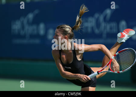 Osaka, Giappone. Camila Giorgi (ITA), 9 ottobre 2012 - Tennis : Giappone HP Open Femminile Tennis 2012, Donne Singoli Primo turno corrispondono a Utsubo Tennis Center, Osaka, Giappone. (Foto di Akihiro Sugimoto/AFLO SPORT) [1080] Foto Stock