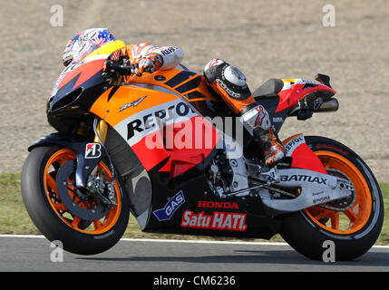 Ottobre 13, 2012 - Motegi, Giappone - Casey Stoner di Australia e Repsol Honda Team durante le qualifiche della MotoGP del Giappone al Twin Ring Motegi il 13 ottobre 2012 a Motegi, Giappone. (Credito Immagine: © Koichi Kamoshida Jana/press/ZUMAPRESS.com) Foto Stock