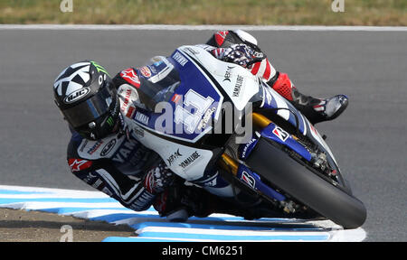 Ottobre 13, 2012 - Motegi, Giappone - Ben Spies di USA e Yamaha Factory Racing corse durante le qualifiche della MotoGP del Giappone al Twin Ring Motegi a Motegi, Giappone. (Credito Immagine: © Koichi Kamoshida Jana/press/ZUMAPRESS.com) Foto Stock