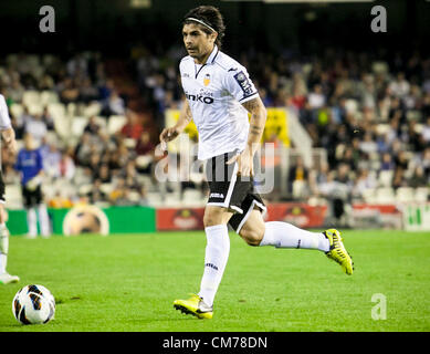 20.10.2012 Valencia, Spagna. Centrocampista mai Banega del Valencia CF in azione durante la Liga gioco tra Valencia e atletico Bilbao dal Mestalla stadio. Foto Stock