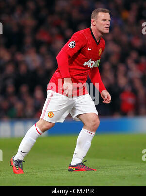 23.10.2012 Manchester, Inghilterra. Il Manchester United Wayne Rooney in azione durante la Champions League fra Manchester United e Braga da Old Trafford. Foto Stock