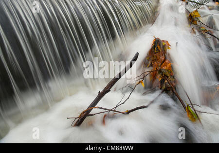 Ottobre 26, 2012 - Roseburg, Oregon, Stati Uniti - acquisite con un lungo esposto, acqua e lascia cadere la cascata su un piccolo uomo sulla cascata Deer Creek in Roseburg. (Credito Immagine: © Robin Loznak/ZUMAPRESS.com) Foto Stock