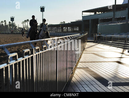 Ottobre 29, 2012 - Arcadia, California, Stati Uniti - Scene dalla mattina gli allenamenti per la prossima Breeders Cup a Santa Anita Park il 29 ottobre 2012. (Credito Immagine: © Scott Serio/eclipse/ZUMAPRESS.com) Foto Stock