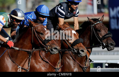 Ottobre 29, 2012 - Arcadia, California, Stati Uniti - Scene dalla mattina gli allenamenti per la prossima Breeders Cup a Santa Anita Park il 29 ottobre 2012. (Credito Immagine: © Scott Serio/eclipse/ZUMAPRESS.com) Foto Stock