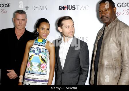 Los Angeles, Stati Uniti d'America. Il 29 ottobre 2012. Ray Liotta, Kerry Washington, Toby Maguire, Dennis Haysbert presso gli arrivi per i dettagli Premiere, Arclight Hollywood, Los Angeles, CA. 29 ottobre, 2012. Foto Da: Michael Germana/Everett Collection Foto Stock