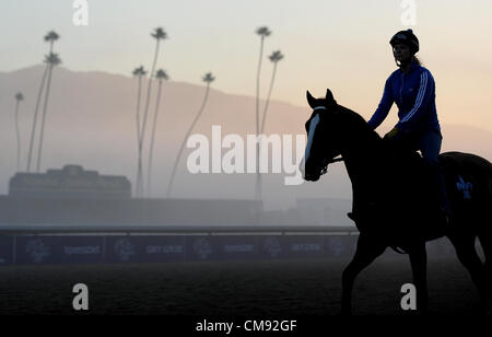 Ottobre 31, 2012 - Arcadia, California, Stati Uniti - Scene dalla mattina gli allenamenti per la prossima Breeders Cup a Santa Anita Park, il 31 ottobre 2012. (Credito Immagine: © Scott Serio/eclipse/ZUMAPRESS.com) Foto Stock