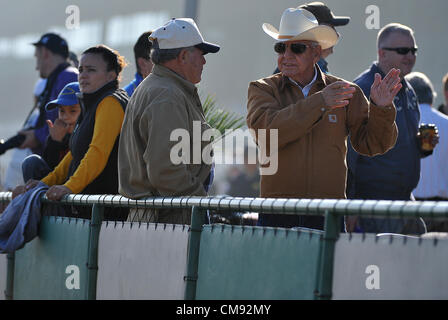 Ottobre 31, 2012 - Arcadia, California, Stati Uniti - Scene dalla mattina gli allenamenti per la prossima Breeders Cup a Santa Anita Park, il 31 ottobre 2012. (Credito Immagine: © Scott Serio/eclipse/ZUMAPRESS.com) Foto Stock