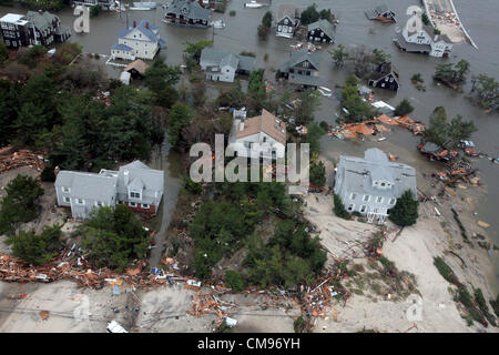 Vedute aeree dei danni causati dall'uragano sabbioso a New Jersey il 30 ottobre 2012. Foto Stock