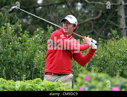 28.06.2012 in Irlanda del Nord la Rory McIlroy durante il primo round della Irish Open a sua città natale corso di Royal Portrush nella contea di Antrim, Irlanda del Nord. Foto Stock