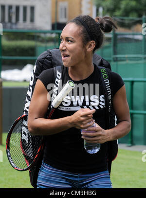 Heather Watson lascia la formazione, Wimbledon, Londra, 29.06.12 Foto Stock