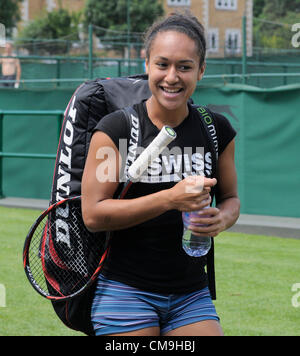 Heather Watson lascia la formazione, Wimbledon, Londra, 29.06.12 Foto Stock