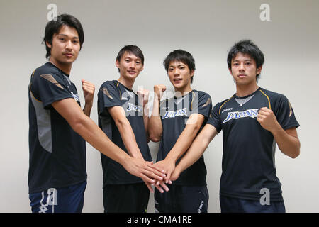 (L a R) Syota Iizuka, Shinji Takahira, Ryota Yamagata, Masashi Eriguchi (JPN), 1 luglio 2012 - Atletica : l'ottantesimo Osaka via e il campo campionato, a Nagai Stadium, Osaka, Giappone. (Foto di Akihiro Sugimoto/AFLO SPORT) [1080] Foto Stock