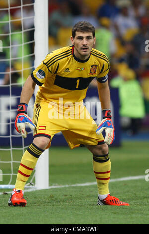 01.07.2012 Kiev, Ucraina. UEFA EURO 2012 Spagna finale v Italia presso lo Stadio Olimpico di Kiev, in Ucraina. Immagine mostra Iker Casillas. Foto Stock