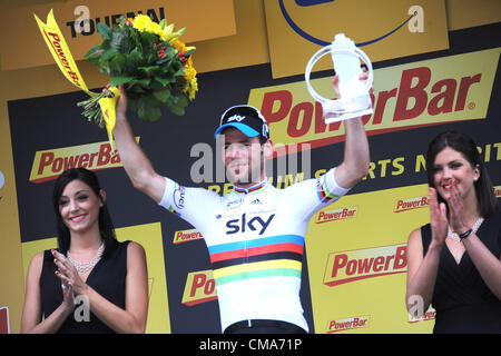 2012, il Tour de France, tappa 02 morsa - Tournai, Team Sky 2012, Mark Cavendish, Tournai sul podio Foto Stock