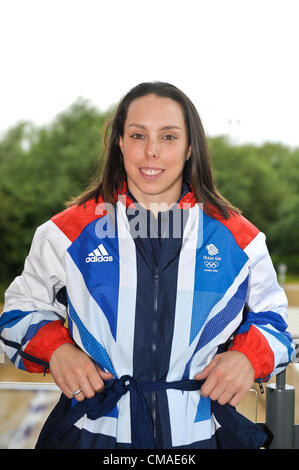 GB della squadra di ginnastica annuncio Loughborough University 4.7.12 Beth Tweddle Foto Stock