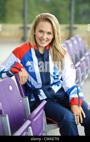 GB della squadra di ginnastica annuncio Loughborough University 4.7.12.GB Team ginnastica Francesca Fox Foto Stock