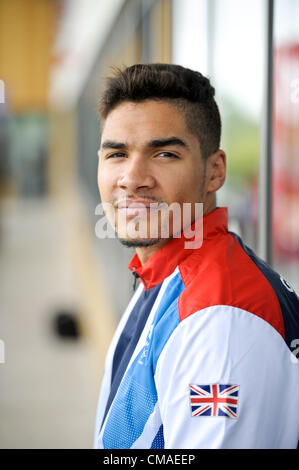 GB della squadra di ginnastica annuncio Loughborough University 4.7.12.Louis Smith Foto Stock