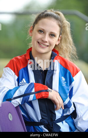 GB della squadra di ginnastica annuncio Loughborough University 4.7.12 Louisa Pouli ritmico membro gruppo Foto Stock