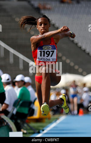 11.07.2012 Barcelona, Spagna. salto triplo donne Ana Peleteiro ESP in azione durante il giorno due di la IAAF Junior World Championships dal Montjuic Olympic Stadium di Barcellona. Foto Stock