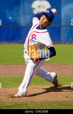 HAARLEM, PAESI BASSI, 15/07/2012. Brocca Chun Lin Kuo di team del Taipei cinese all'Haarlem Baseball Week 2012. Foto Stock