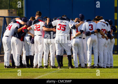 HAARLEM, PAESI BASSI, 15/07/2012. Il Team USA prima della partita contro Cuba a Haarlem Baseball Week 2012. Foto Stock