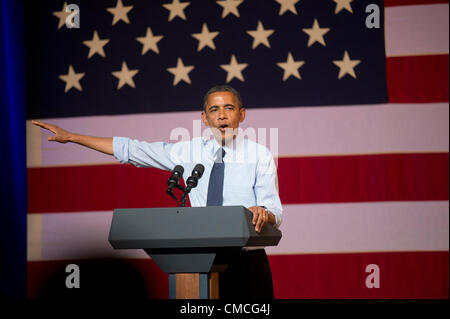 Stati Uniti Il presidente Barack Obama fa un Texas interruzione campagna martedì notte al Music Hall di Austin, durante la campagna 2012 Foto Stock