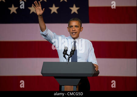 Stati Uniti Il presidente Barack Obama fa un Texas interruzione campagna martedì notte al Music Hall di Austin, durante la campagna 2012 Foto Stock