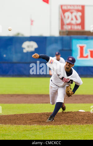 HAARLEM, PAESI BASSI, 18/07/2012. Brocca Adam Plutko del team USA a Haarlem Baseball Week 2012. Foto Stock