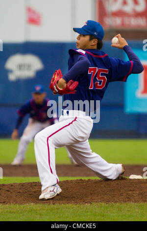 HAARLEM, PAESI BASSI, 18/07/2012. Brocca Chun Lin Kuo di team del Taipei cinese all'Haarlem Baseball Week 2012. Foto Stock