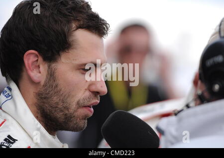 Il 21 luglio 2012, Silverstone, UK. Attore Emmerdale Kelvin Fletcher dopo le qualifiche di Silverstone Classic Challenge di celebrità. Si è qualificato in prima posizione. Foto Stock