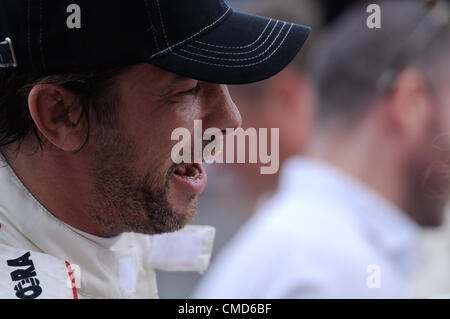 Il 21 luglio 2012, Silverstone, UK. Jamiroquai front man Jay Kay dopo Silverstone la classica gara di celebrità. Ha terminato al terzo posto. Foto Stock