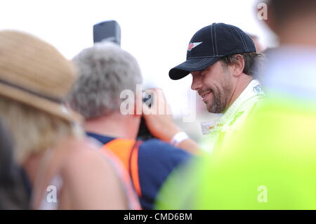 Il 21 luglio 2012, Silverstone, UK. Jamiroquai front man Jay Kay dopo Silverstone la classica gara di celebrità. Ha terminato al terzo posto. Foto Stock