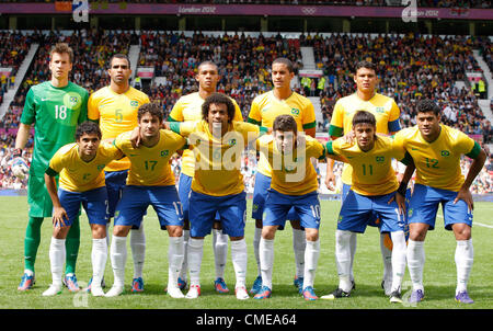 Brasile calcio alle Olimpiadi TEAM BRAZIL V BIELORUSSIA OLD TRAFFORD Manchester Inghilterra 29 Luglio 2012 Foto Stock