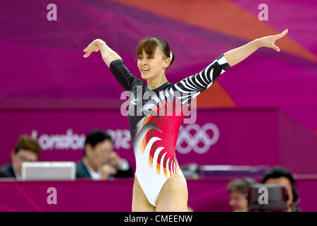 Rie Tanaka (JPN), 29 luglio 2012 - Ginnastica Artistica : donna Qualification Floor Exercise a North Greenwich Arena durante il London 2012 in occasione dei Giochi Olimpici di Londra, Regno Unito. (Foto di Enrico Calderoni/AFLO SPORT) Foto Stock