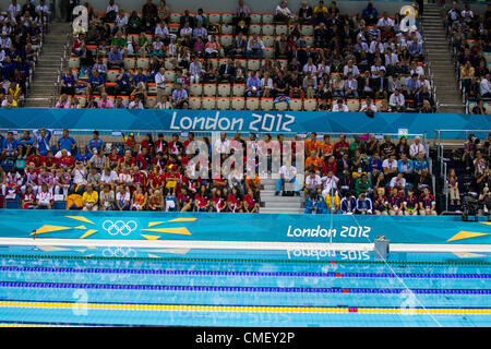 I posti vuoti al Aquatics Centre per la nuotata finali sulla luglio 31, 2012 durante le Olimpiadi estive di Londra, 2012 Foto Stock