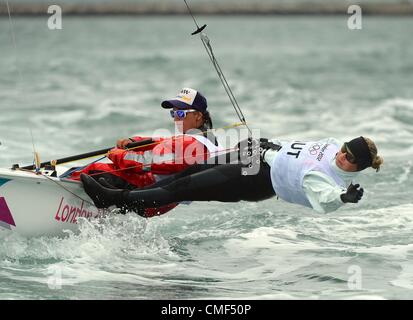 1 agosto 2012. Olimpiadi di Londra 2012: Vela, azione durante il London 2012 Giochi Olimpici a Weymouth e Portland Venue, Dorset, Gran Bretagna, UK. Austria agosto 01st, 2012 foto da: Dorset Servizio media Foto Stock
