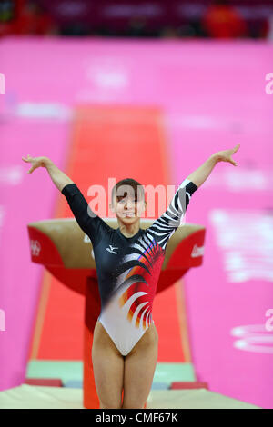 Rie Tanaka (JPN), 31 luglio 2012 - Ginnastica Artistica : Donne Squadra Final Vault a North Greenwich Arena durante il London 2012 in occasione dei Giochi Olimpici di Londra, Regno Unito. (Foto di Koji Aoki/AFLO SPORT) Foto Stock