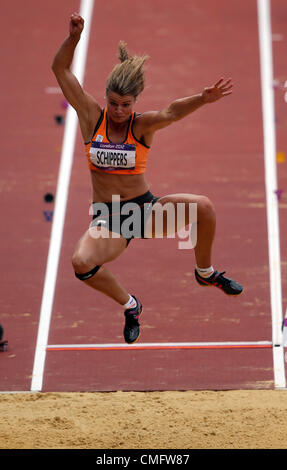 DAFNE SCHIPPERS HOLLAND LONDON 2012 Giochi Olimpici, WOMENS EPTATHLON, salto in lungo Stratford, Londra, Inghilterra 04 agosto 2012 DIC8384 Foto Stock