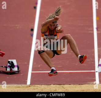 DAFNE SCHIPPERS HOLLAND LONDON 2012 Giochi Olimpici, WOMENS EPTATHLON, salto in lungo Stratford, Londra, Inghilterra 04 agosto 2012 DIC8385 Foto Stock