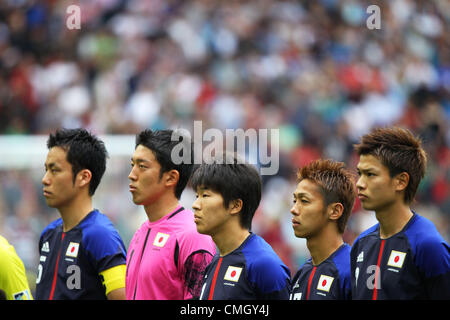 (L a R) Maya Yoshida Shuichi Gonda. Kensuke Nagai, Hiroshi Kiyotake, Takahiro Ogihara (JPN), 7 agosto 2012 - Calcio : uomini Semi-match finale tra il Messico 3-1 Giappone al Wembley Stadium durante il London 2012 in occasione dei Giochi Olimpici di Londra, Regno Unito. (Foto di Daiju Kitamura/AFLO SPORT) [1045] Foto Stock