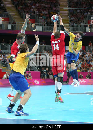 Danimarca - Svezia pallamano olimpica Stratford London Inghilterra 08 Agosto 2012 Foto Stock