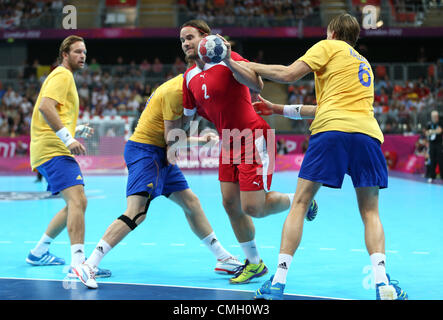 Danimarca - Svezia pallamano olimpica Stratford London Inghilterra 08 Agosto 2012 Foto Stock