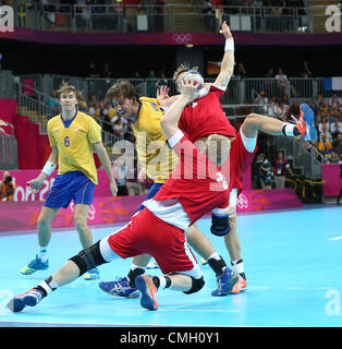 Danimarca - Svezia pallamano olimpica Stratford London Inghilterra 08 Agosto 2012 Foto Stock