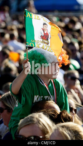 Dublin 13 ago 2012 - Katie Taylor medaglia d'oro nel pugilato femminile campione leggero a casa sua venuta a Bray, Wicklow, Irlanda Foto Stock